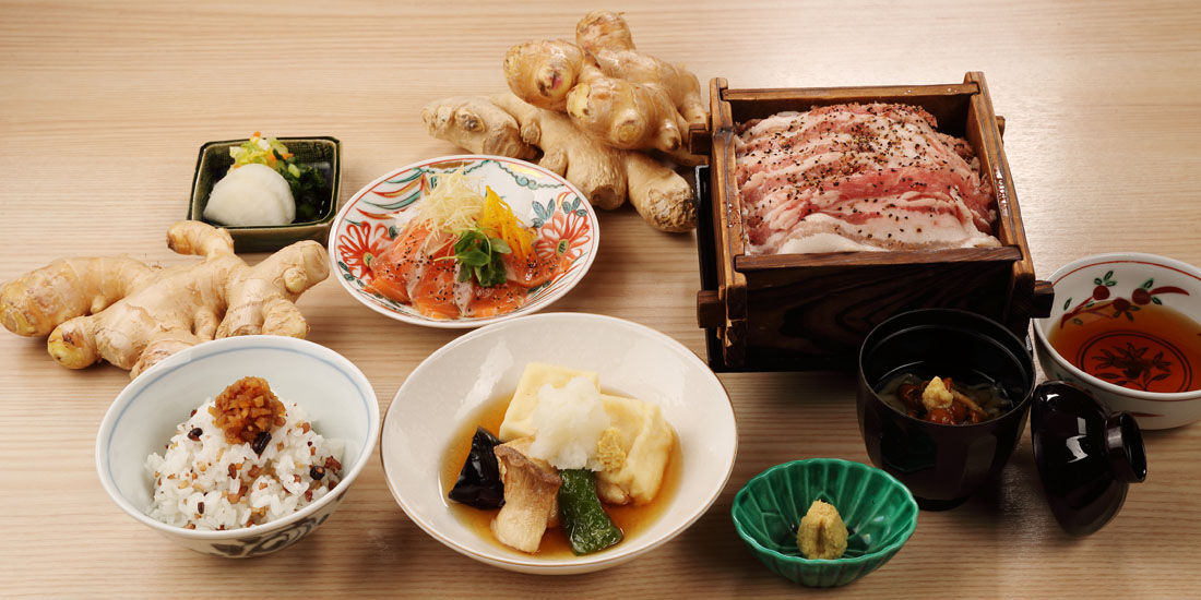 天然温泉としょうがで温活習慣!豊岡市産「こうのとり生姜」のあったか御膳