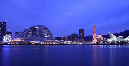 神戸みなと温泉 蓮から眺める神戸の夜景写真