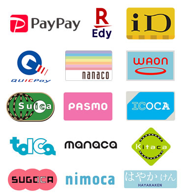 PayPay・iD・QUICPay・楽天Edy・WAON・nanaco・交通系ICカード（Suicaなど）"