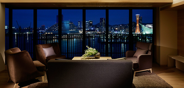 神戸港の夜景が存分に楽しめる客室
