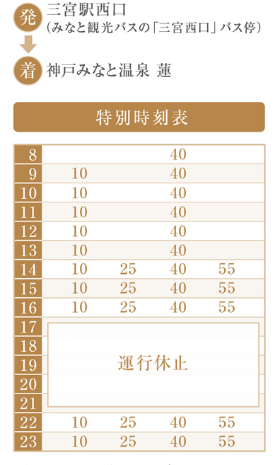 無料シャトルバス 三宮駅西口発