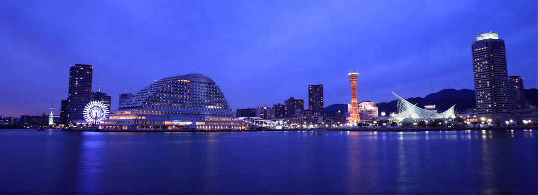 神戸みなと温泉 蓮から眺める神戸の夜景写真