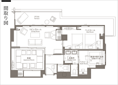 神戸みなと温泉 蓮の客室・ハーバースイート見取り図